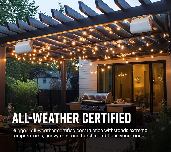 Polk Audio Atrium 6 Outdoor All-Weather Speakers with Bass Reflex Enclosure (Pair, White), Broad Sound Coverage, Speed-Lock Mounting System (Pack of 6)