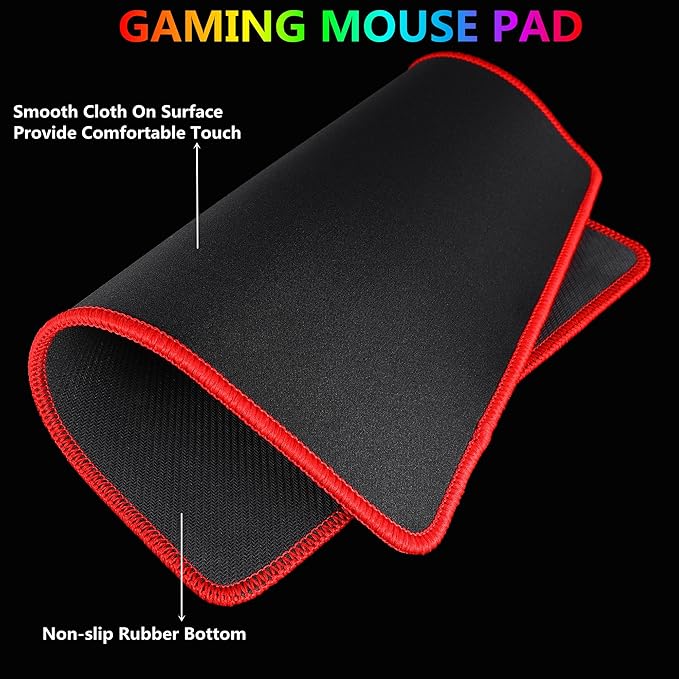 RGB Gaming Keyboard and Colorful Mouse Combo,USB Wired LED Backlight,Letter Glow,Mechanical Feeling for Laptop PC Computer Game and Work