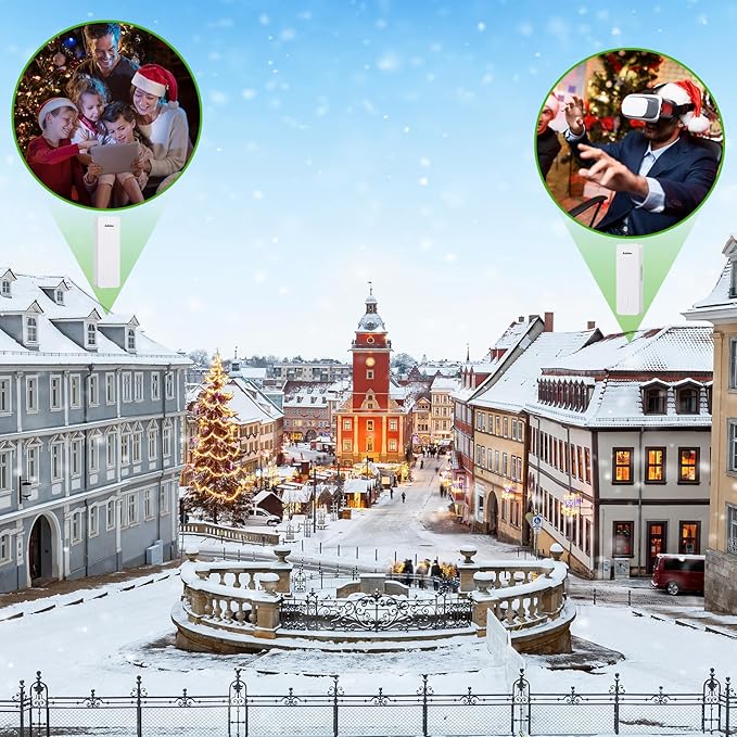 Wireless Bridge, 3KM 5.8G Point to Point Outdoor CPE, Long Range WiFi Bridges for PtP/PtMP with 14DBi High Gain Antenna for Network Sharing,Network Extend,Starlink Network Extend (CPE660)