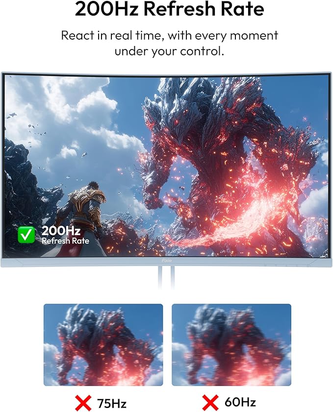 Pixio PXC248 Wave Blue 24 inch 200Hz Refresh Rate FHD 1080p Resolution 1500R Curve Fast VA Panel 1ms GTG Response Time Adaptive Sync HDR Curved Gaming Monitor