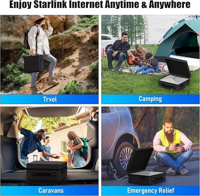 Starlink Mini Case, IP67 Waterproof Hard Case Precision Cut Foam For Starlink Mini, Kickstand, Pipe Adapter, Power Supply, Cables, Outdoor, Travel, Camping