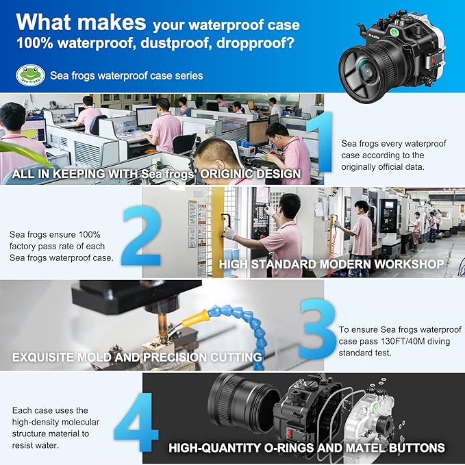 Sea frogs Waterproof Camera Housing Compatible with Sony A7M4 28-70MM IPX8 40m/130ft Maximum Diving Depth Underwater Camera Case A7 IV for Diving, Surfing, Rowing, Skiing A7-4