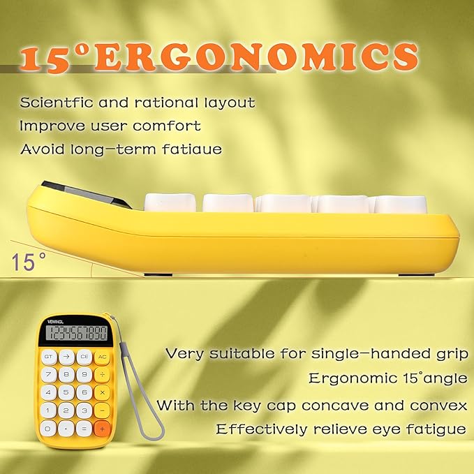 VEWINGL Mechanical Switch Calculator, 10 Digit LCD Display and Buttons, Great for Everyday Life and Basic Office Work, with Battery