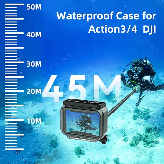 Waterproof Case for DJI Osmo Action Camera 5 Pro/4/3,with Anti-Fog Underwater Housing Shell Cage Supports 45M/148FT Diving Housing Protective Shell Underwater Accessories Kit