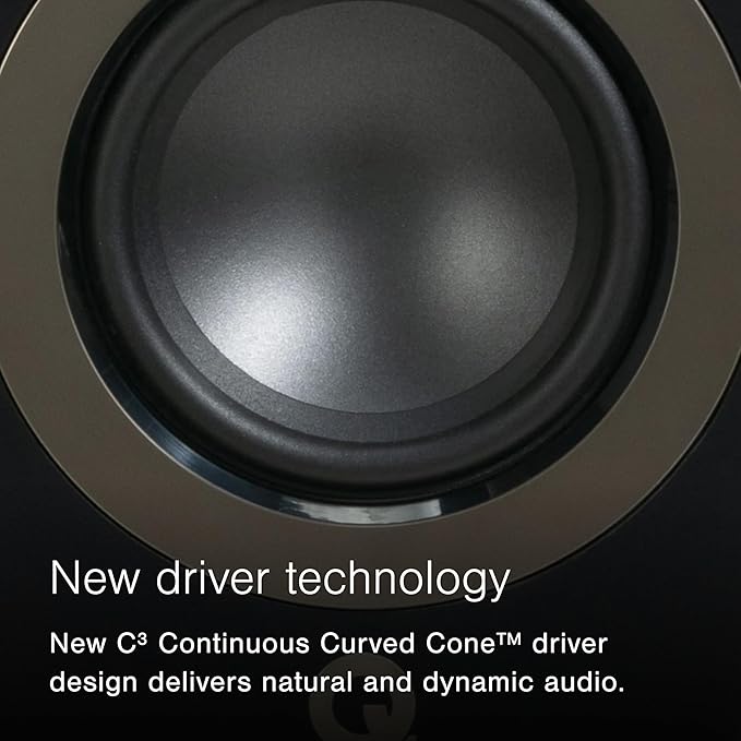 Q Acoustics 3010c Compact Bookshelf Speakers Pair Pin Oak - 2-Way Reflex Enclosure Type, 4" Bass Driver, 0.9" Tweeter - Stereo Speakers/Passive Speakers for Home Theater Sound System