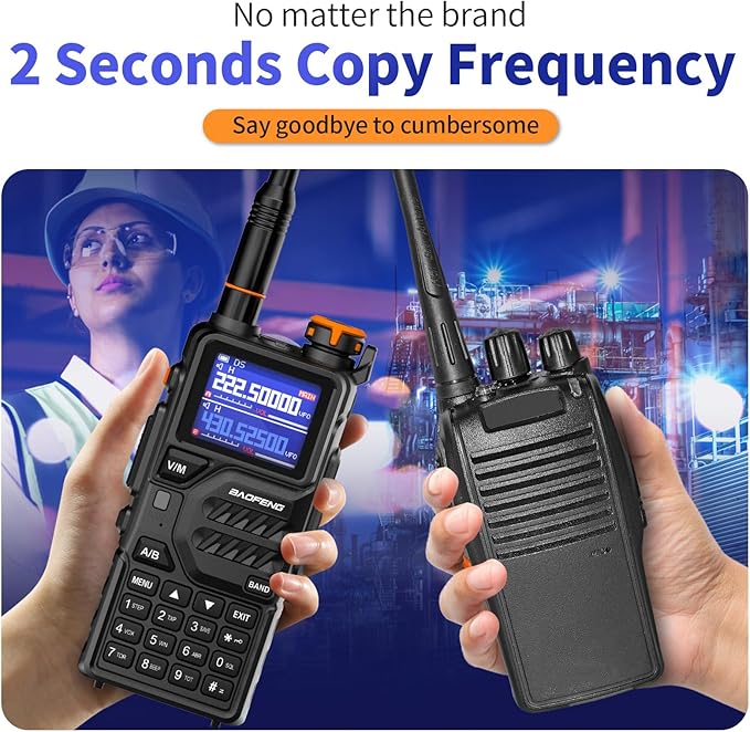 BAOFENG K5PLUS Tri Band Ham Radio Handheld,Walkie Talkies Long Range NOAA Weather Receiver High Power Two Way Radios with One Key Frequency Match,USB C Charger,999CH with Extra 2500mAh Battery 2 Pack