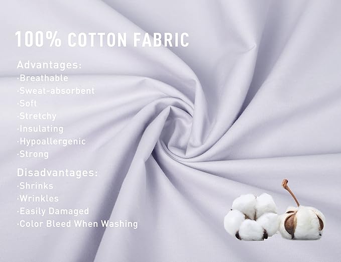 Sunflower King Pillowcases Set of 2, 100% Cotton King Size Pillow Cases 2, 20×40 inches Light Purple, Soft and Breathable