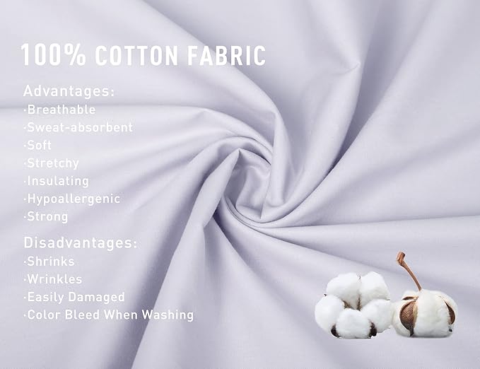 Sunflower Body Pillowcase 100% Cotton Long Pillow Cover/Case Envelope Closure 1 Pack, 21×54 inches Light Purple, Soft and Breathable