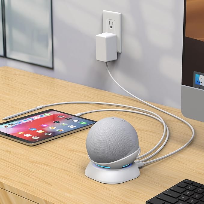 HomeMount Versatile Charging Stand - Convenient Charging Solution for Your Mobiles Earbuds and Echo Dot (4th/5th Gen, 2020/2022 Release) (White)