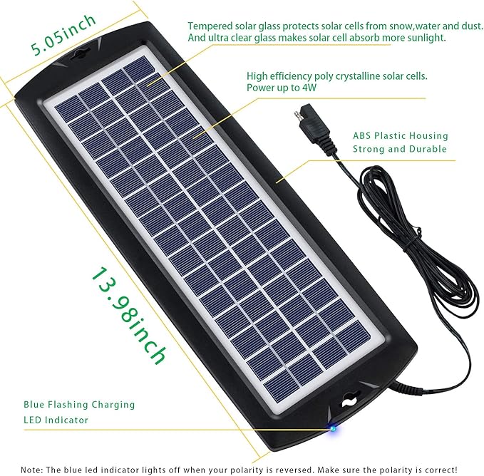 Sunway Solar Car Battery Trickle Charger & Maintainer 12V Solar Panel Power Kit Portable Backup for Car Automotive RV Marine Boat Motorcycle Truck Trailer Tractor Powersports Snowmobile Farm Equipment