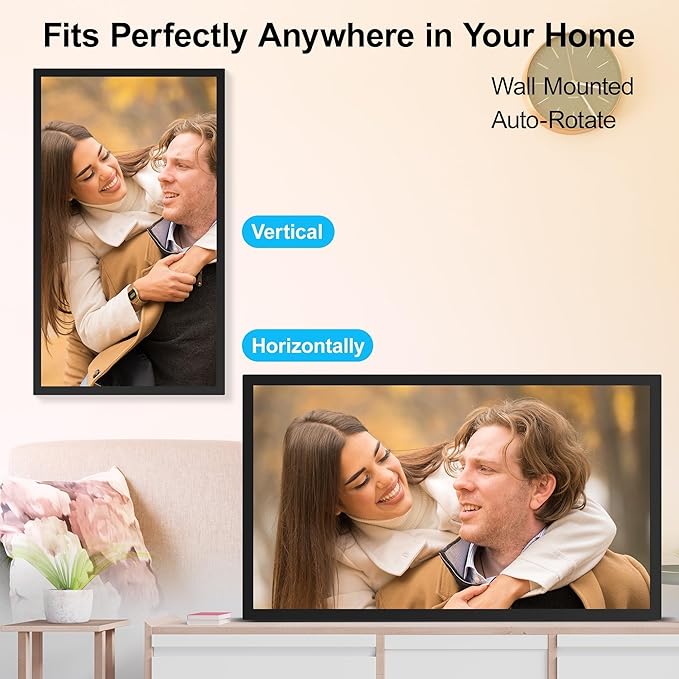 21.5-inch Digital Picture Frame Large Photo Frame - Dual-WiFi Digital Photo Frame, 1920x1080 FHD, 32GB, Remote Control, Synchronize Smartphone Screen, Send Photos Videos via APP Email, Free Cloud