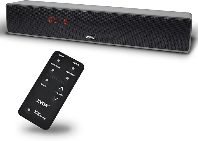 ZVOX Dialogue Clarifying Sound Bar With Patented Hearing Technology - AccuVoice TV Soundbar AV157 Titanium - Twelve Levels of Voice Boost - Home Theater Audio Speakers