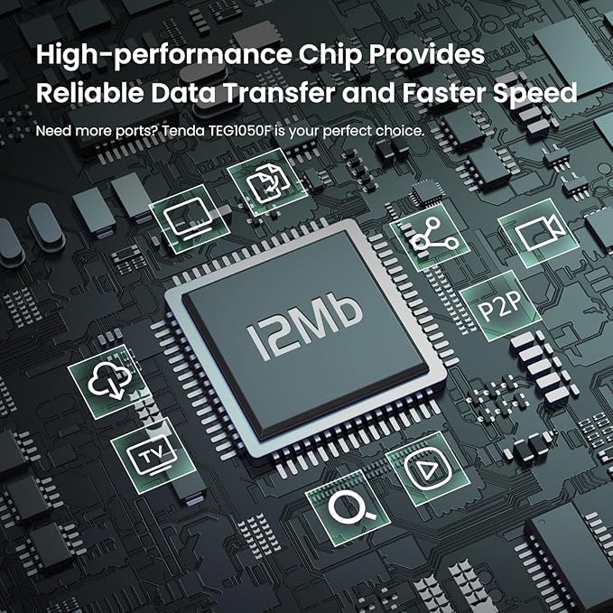 Tenda TEG1050F, 48 Port Gigabit Switch, Unmanaged Ethernet Switch with 48 Gigabit Ports & 2 SFP Slots, Plug & Play, Desktop/ Rack-Mount, Fanless & Metal Design, Limited Lifetime Protection