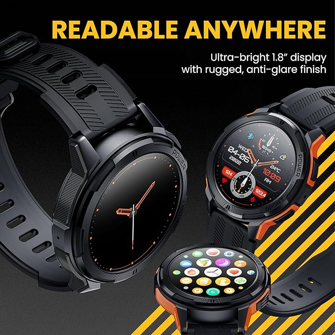 Rugged Smart Watch for Men, Foreman Smartwatch, Waterproof Digital Watch for The Toughest Jobs, with Fitness Trackers, Heart Rate Monitor, IP68, Pedometer, Workout Modes and More