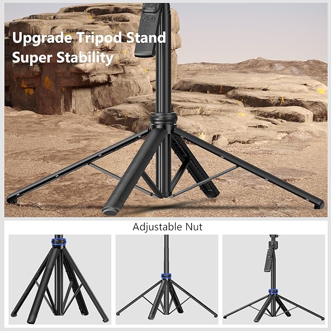 Auto Face Tracking Selfie Stick Tripod for iPhone with Light 360 Rotation 63" Phone Camera Tripod Stand Follows Your Movement with Wireless Remote for Content Creator Vlog Live Stream Video Recording