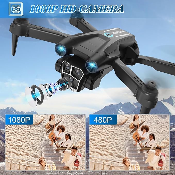 Drone with Camera 1080P HD, Mini Drone for Beginners Kids Adults, RC Quadcopter with 2 Batteries, Carrying Case, Stable Hover, Trajectory Flight, Gravity Control, Toys Gifts for Teen Boys Girls