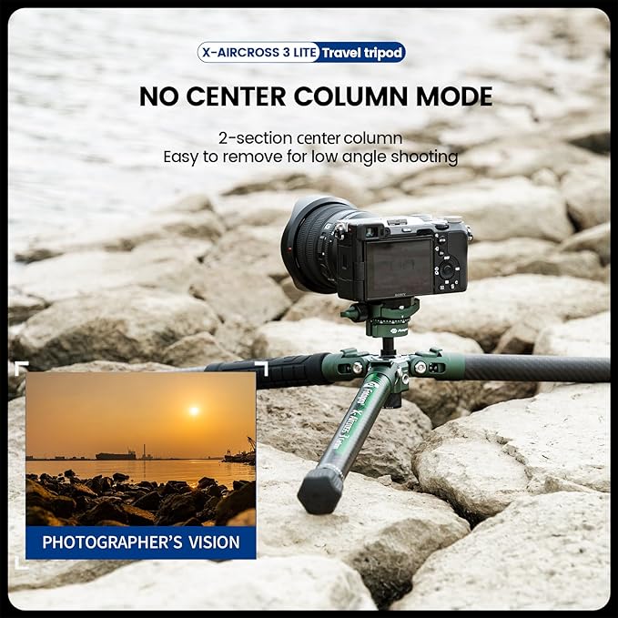 Fotopro Carbon Fiber Tripod 51 Inch 360 Degree Ball Head Quick Release Plate Lightweight Camera Tripod for Travel Tripod Folded Height Only 13.9",Max Loads up to 17.6lbs,Green