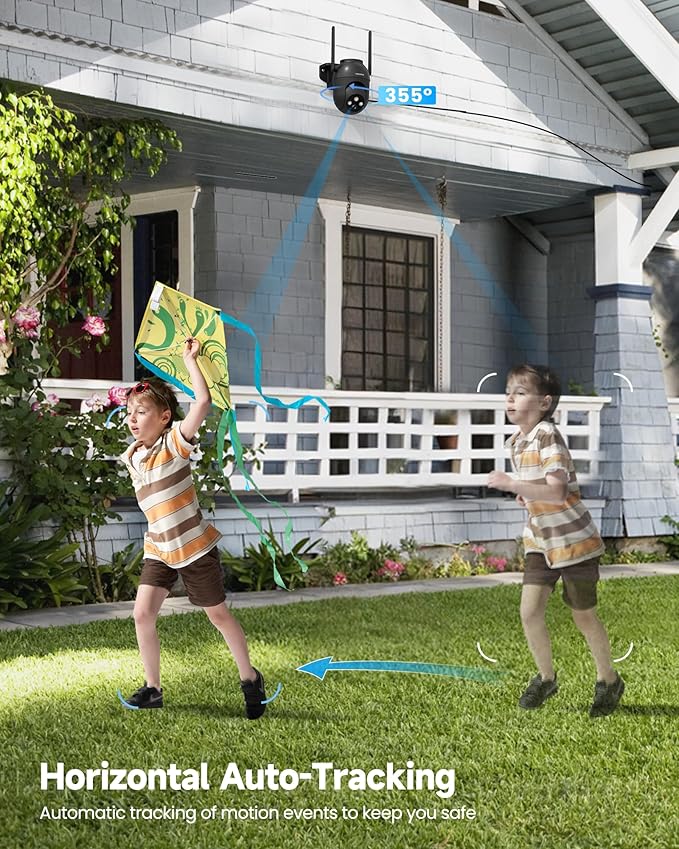 3MP Security Camera Outdoor Wired: Camera for Home Security Outdoor 2.4G/5G WiFi Homekit Dome Surveillance Video Cam Outside 360° PTZ Auto Tracking Color Night Vision 24/7 Recording Motion Detection