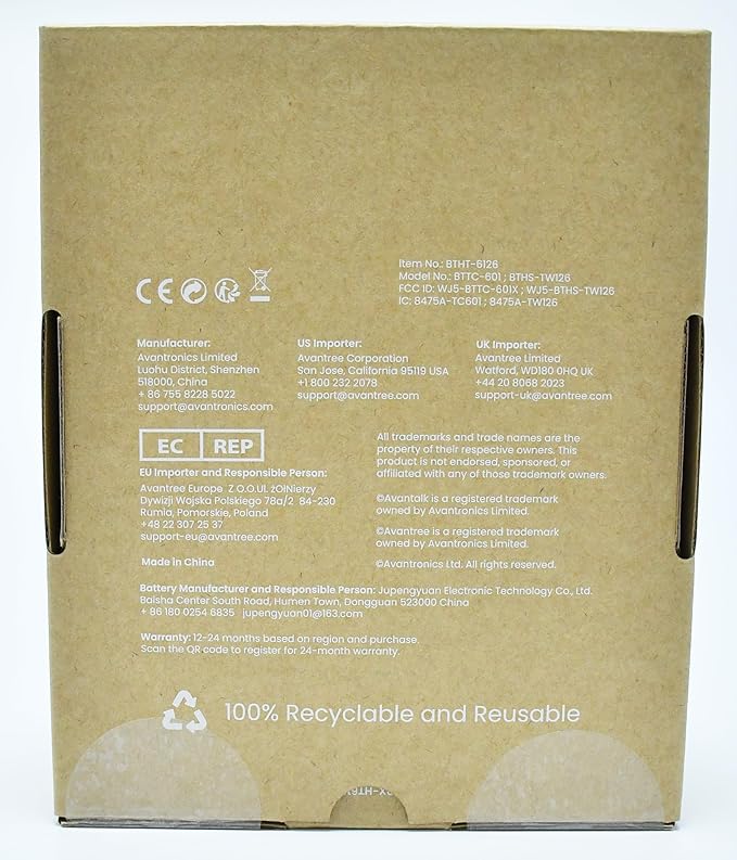 Avantree Medley Pebble - Wireless Earbuds for TV Listening, Clear Voice Open Ear Bluetooth 5.3 Headphones for Seniors & Hard of Hearing, with Transmitter and Charging Dock, 10hrs Play Time