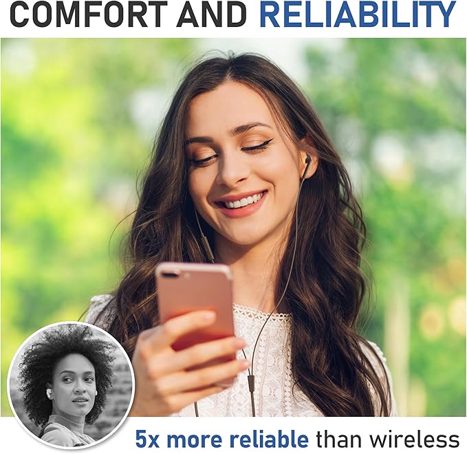 LUDOS Zenith Wired Earbuds in-Ear Headphones, 2 Years Warranty, Earphones with Microphone, Corded for 3.5mm Jack Ear Buds for iPhone, Samsung, Computer, Laptop, Kids, School Students, Woman - Brown