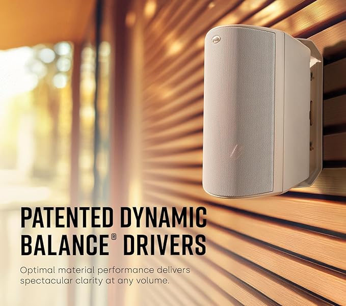 Polk Audio Atrium 6 Outdoor All-Weather Speakers with Bass Reflex Enclosure (Pair, White), Broad Sound Coverage, Speed-Lock Mounting System