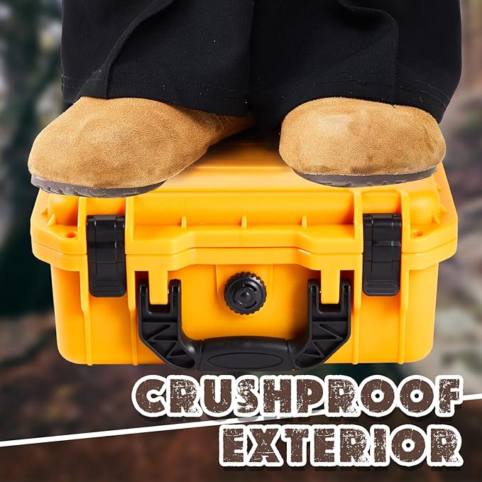 22.4 x 16.1 x 10.2 Inch Waterproof Hard Case with DIY Customizable Foam Insert Portable Protective Case with Knife for Camera Drones Equipments Tools Test Instruments (Yellow)