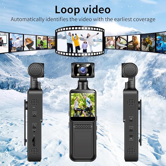 Mini Body Clip Camera with Audio and Video Recording FHD Mini Handheld Body Worn Cam Portable Small Personal Camcorder Sport Action Outdoor Video Recorder （64G Card Included）