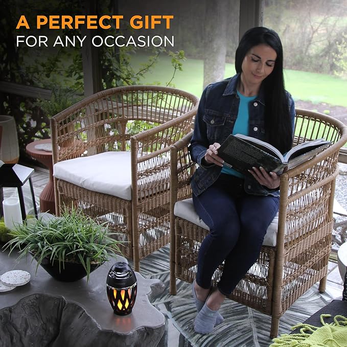 TikiTunes Portable Bluetooth 5.0 Indoor/Outdoor Wireless Speaker, LED Torch Atmospheric Lighting Effect, 5-Watt Audio USB Speaker, 2000 mAh Battery for iPhone/iPad/Android