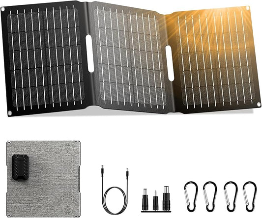 Portable Solar Panel Charger 22W, ZeroKor Foldable Solar Panel Kit with DC USB C USB A Out for Phone Pad Power Bank Smart Device, High Efficiency Waterproof Panel for Camping Backpacking Hiking