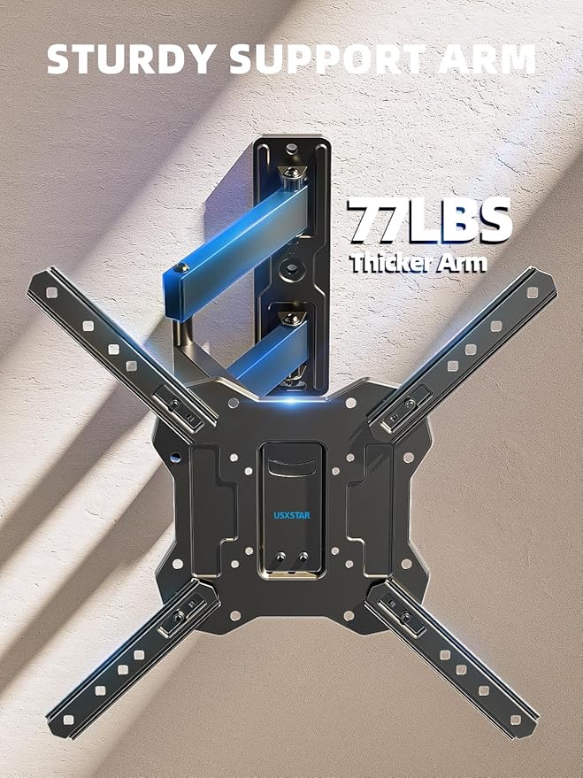 UL Listed Full Motion TV Wall Mount for 26-60 Inch TV Mounts Up to 77 lbs, Max VESA 400x400mm, Wall Mount TV Bracket with Swivel, Tilting, Leveling Adjust & Extendable Arm