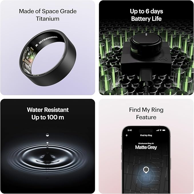 ULTRAHUMAN Ring AIR - Sleep & Fitness Tracker, FSA-Approved Wearable, Smart Ring for Women & Men, No App Fee for Standard Features (Size 5)