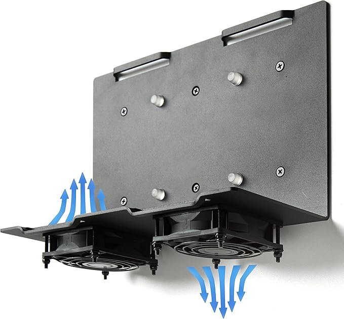 Wall Mount | Vented Computer UPS NAS Server Workstation Uninterruptible Power Supply Wall Bracket Kit with Hardware & Straps + 80mm Case Fan Attachment Points (Fans Not Included) (Small)