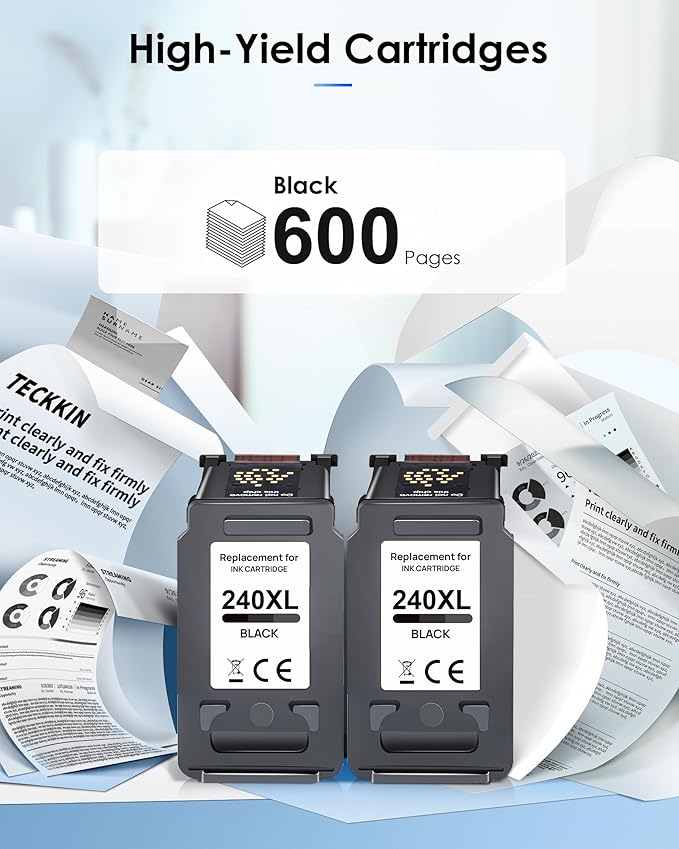 240XL Black Ink Cartridge Replacement for Canon 240XL 240 XL PG-240 PG-240XL for PIXMA MG3620 MG3600 TS5120 TS5100 MG3220 MG3520 MG2120 MX472 MX452 Printer (2 Black)