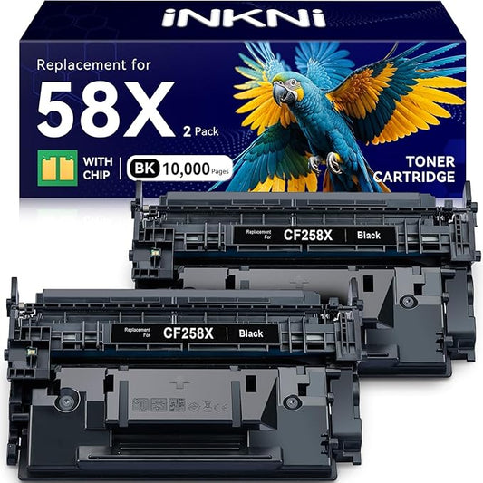 InkNI CF258X 58X Toner Cartridge (with Chip) Compatible Replacement for HP 58X CF258X 58A CF258A for Laserjet MFP M428fdw M428fdn M428dw M404 M428 Pro M404n M404dn M404dw Printer(2 Pack)