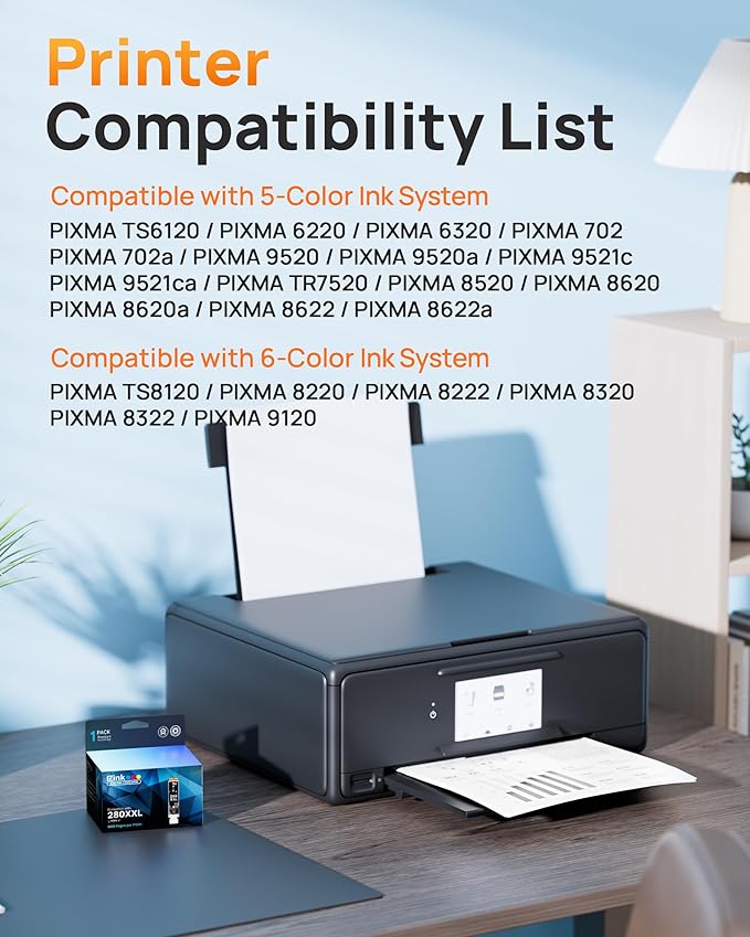 4 Pack PGI-280XXL PGBK Ink Replacement for Canon 280 PGBK PGI-280XXL PGI 280 XXL Compatible with PIXMA TR8620a TR8622a TR8600 TR8520 TS9521c TR7520 TS9120 TR8622 TS9520 TS6220 TS6320 TS702a Printers