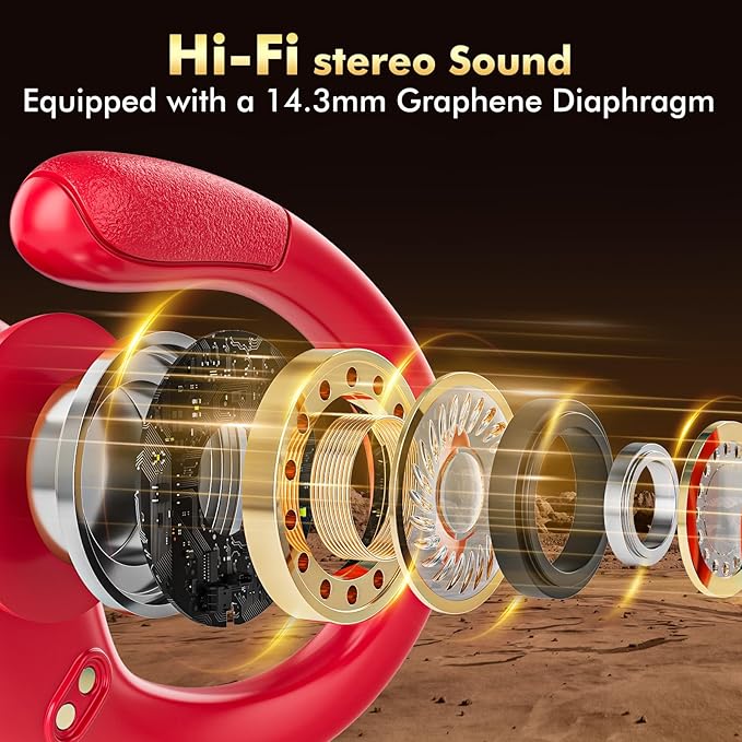 Wireless Earbuds, Sports Bluetooth Headphones, 80Hrs Playtime Ear Buds with LED Power Display, Noise Canceling Headset, IPX7 Waterproof Earphones for Workout/Running (Red)