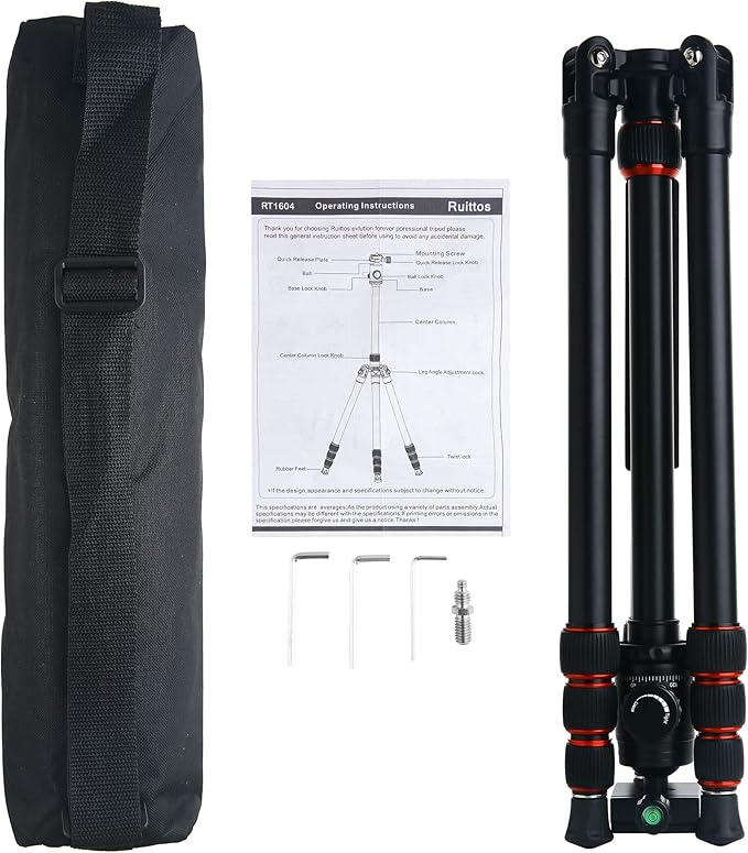Tripod for Camera, 64" Camera Tripod Stand, DSLR Tripods & Monopods, Heavy Duty Travel Tripod for Binoculars Laser Level Spotting Scope Telescope, Professional Complete Tripod Units