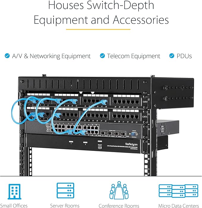 StarTech.com 2-Post 12U Heavy-Duty Wall-Mount Network Rack, 19" Open Frame Server Rack, 12" Deep, Wall Mount Data Rack for IT / AV / Patch Panel / Computer Equipment (RK12WALLO)