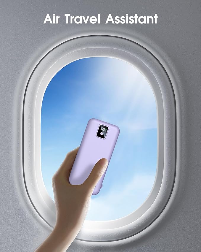 Portable Charger Built-in Cables and AC Wall Plug, 12000mAh power Bank, USB C 22.5W Fast charging Phone Charger ,Compact Lightweight External Battery Pack for iPhones, iPad, Samsung，Tablets, etc.