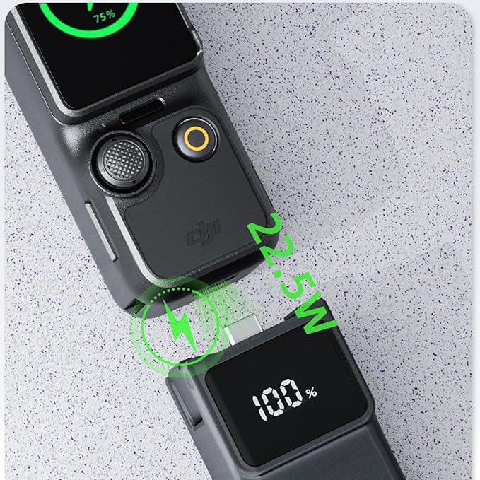 Battery Handle for DJI osmo Pocket 3 Battery Mobile Power Built-in 5000mAh 22.5W Reserved 1/4” Thread（USB-C Does not Support All Output）