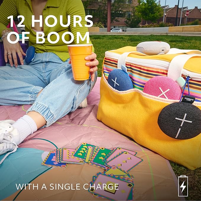 Ultimate Ears MINIROLL Ultra-Portable Waterproof Bluetooth Speaker, Big Bass, IP67 Dustproof, 131 ft Range - Gentle Pink