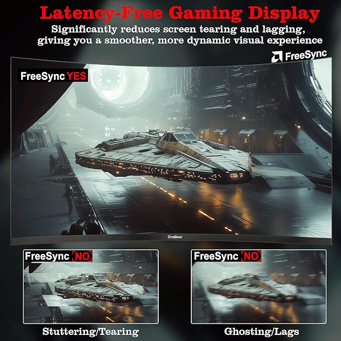 27 Inch Gaming Monitor Curved 1440P 180HZ 2K, Professional PC Display QHD 2560x1440p Home Office Computer Screen, HDMI, DP, AdaptiveSync, 1500R, Tilt Adjustable, Build-in Speaker, 100x100mm VESA