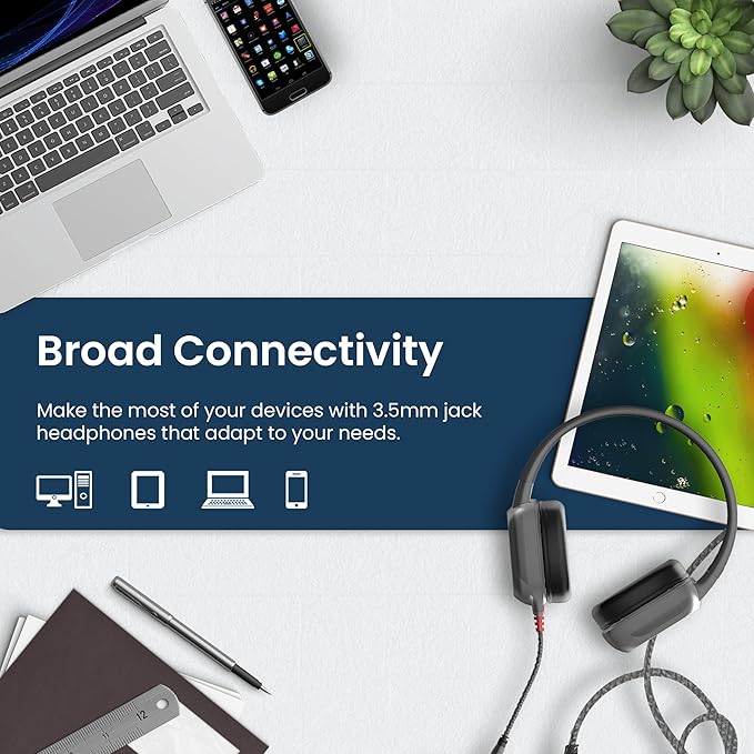 Brenthaven Headphones Wired | USB C On-Ear Rugged 2 Adjustable Headphones with Long Tangle Free Cord - Lightweight Durable and Drop Tested School Supplies for Kids Travel and K-12 Students - Gray