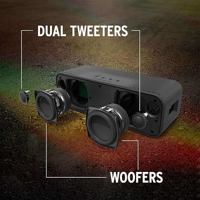 Klipsch The Detroit Portable Bluetooth Speaker with Dual 1" tweeters and 3" woofers, IP67 dust and Waterproof Rating, 20 Hours of Playtime for a Premium Live Concert Experience