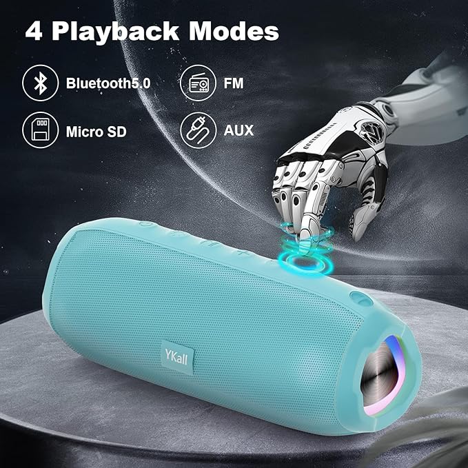 Bluetooth Speakers, Portable Bluetooth Speaker Wireless with 20W Loud Stereo Sound, TWS Pairing, IPX6 Waterproof Shower Speakers, 36H Playtime, RGB Light Speaker, Built-in Radio Mode