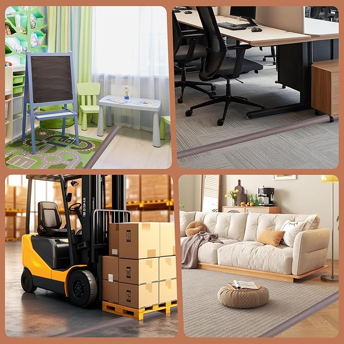 Floor Cord Cover for Wires on Floor Self Adhesive Cord Hider Floor Cable Management Wire Covers for Cords Protector Prevent Cable Trips Cord Cavity W 0.59" x H 0.31", Grayish Brown Wood, 3.3Ft