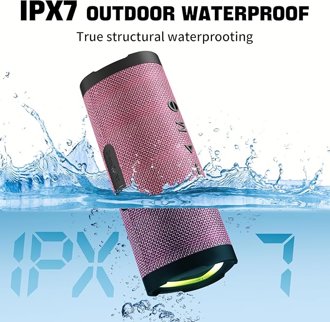 Vanzon Bluetooth Speakers V40 Portable Wireless Speaker V5.0 with 24W Loud Stereo Sound, TWS, 24H Playtime & IPX7 Waterproof, Suitable for Travel, Home&Outdoors-Pink