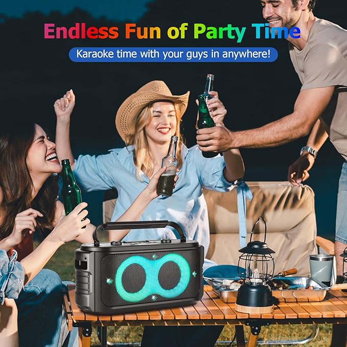 Portable Bluetooth Speaker 300W Peak Big Powerful Loud Sound Deep Bass Large Wireless Boombox with Subwoofer DSP Led Light for Home Party Outdoor Gatherings Camping Backyard