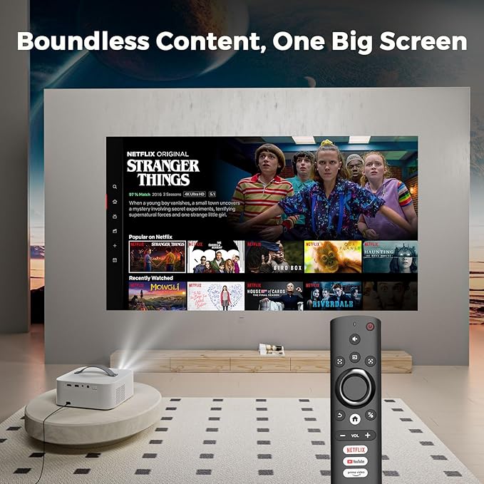 [AI Movin 2.0 System/1200 ANSI/Auto Focus] Projector with WiFi and Bluetooth, Outdoor-Projector 30W DoIby Audio APPS Built-in, Lisowod 1080P Smart Portable 4K Proyector with HDR10+ 2025 Upgraded