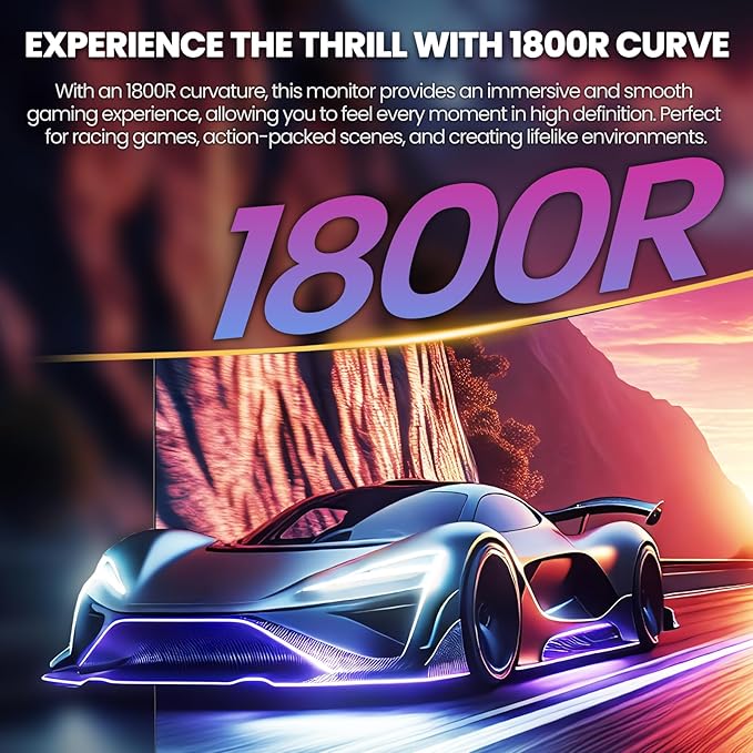 CRUA 27'' Curved Gaming Monitor 260Hz/240Hz, QHD 1440P 1800R VA Panel Computer Monitor with Built-in Speakers, Support AMD FreeSync, 120% sRGB, Blue Light Filter, HDMI2.0 & DP1.4, Wall Mountable-Black